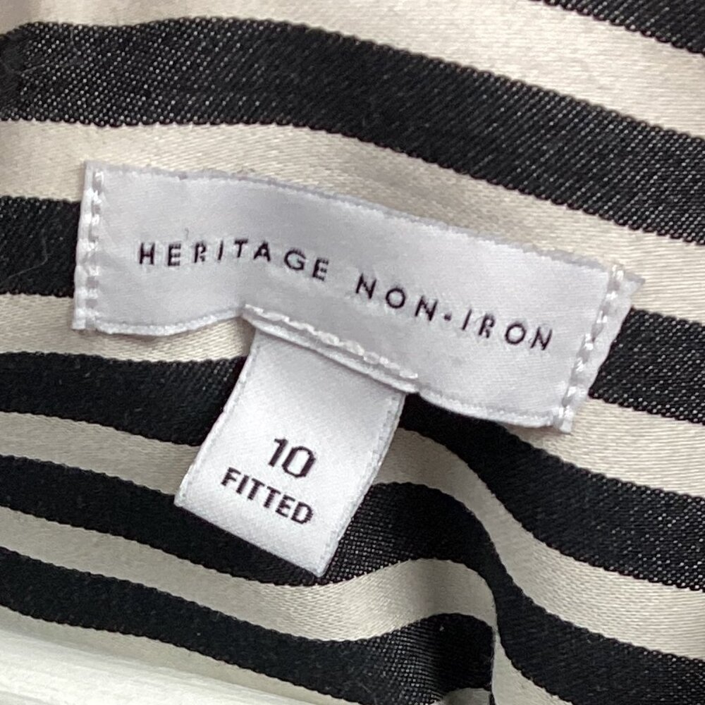 Foxcroft Striped Button Down 3/4 Sleeve Shirt Fitted 10 - Picture 5 of 9